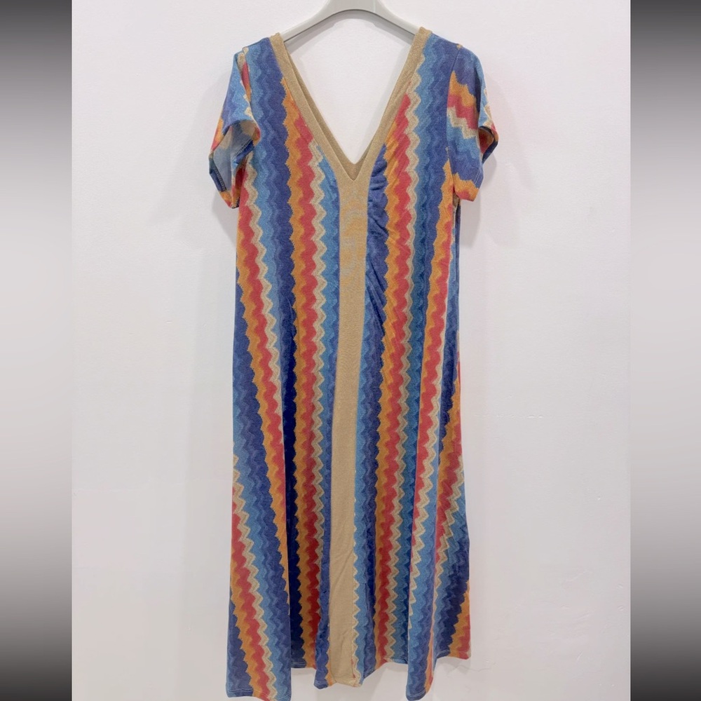 MADE IN ITALY Multicolor Chevron Maxi Dress